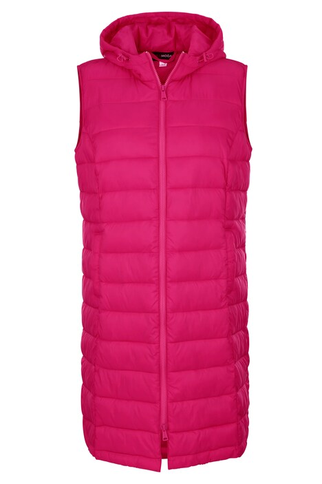 Long-Steppweste, Kapuze, 2-Wege-Zipper