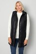 Dlouhá prošívaná vesta, přiléhavá, kapuce, postranní rozparky