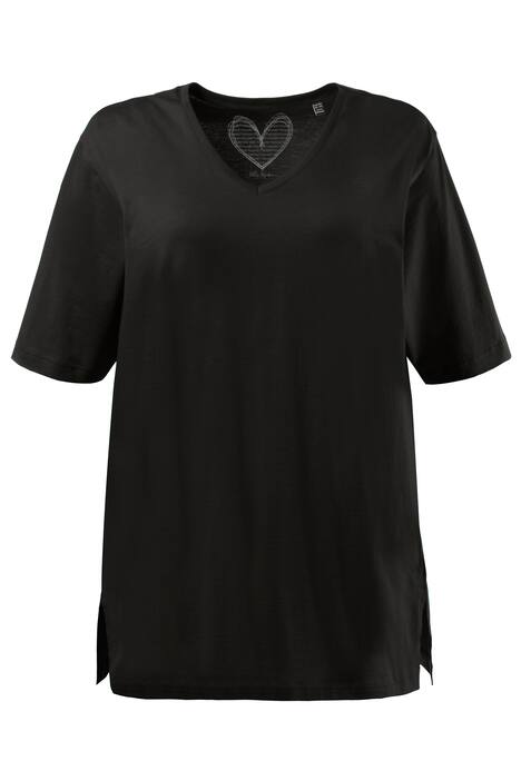 T-shirt, relaxed, V-hals, zijsplitten