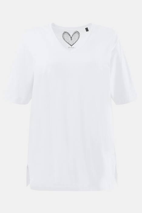 basic topp, v-ringad, relaxed fit, halv ärm, bomull