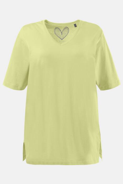 basic topp, v-ringad, relaxed fit, halv ärm, bomull