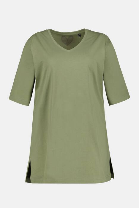 basic topp, v-ringad, relaxed fit, halv ärm, bomull