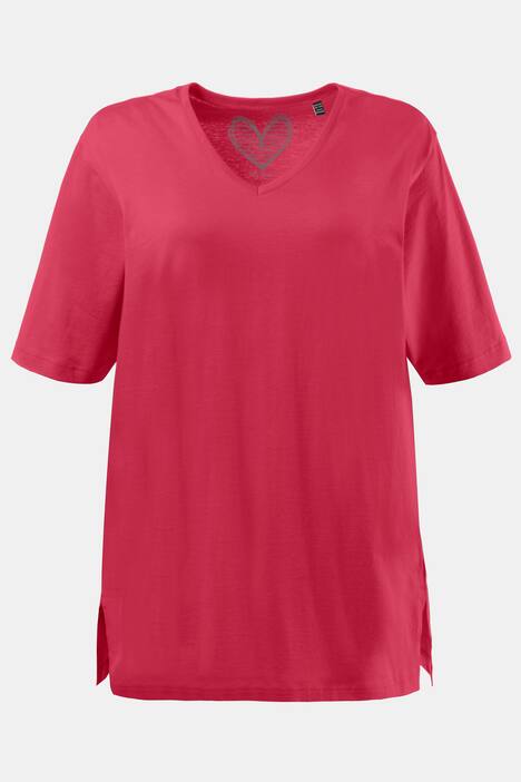 basic topp, v-ringad, relaxed fit, halv ärm, bomull