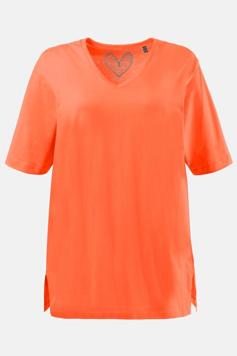 basic topp, v-ringad, relaxed fit, halv ärm, bomull