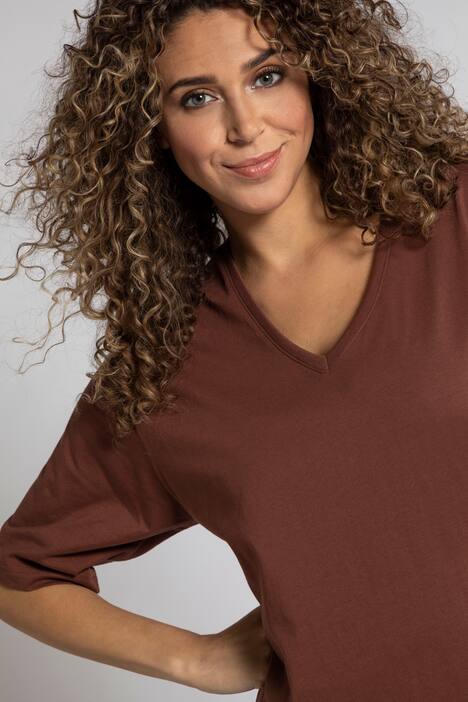 Relaxed Basic V-Neck Short Sleeve Cotton Tee