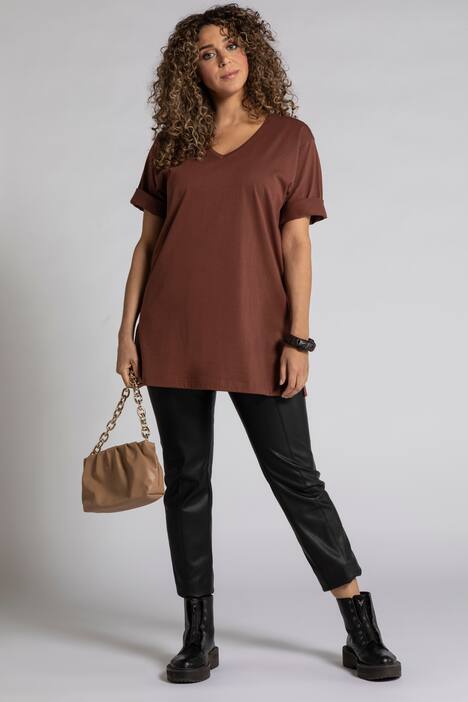 Relaxed Basic V-Neck Short Sleeve Cotton Tee