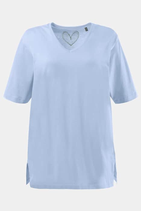 basic topp, v-ringad, relaxed fit, halv ärm, bomull