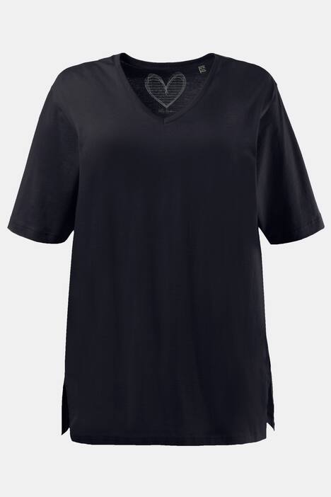 basic topp, v-ringad, relaxed fit, halv ärm, bomull