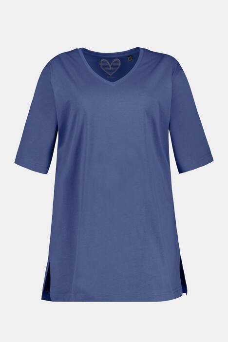 basic topp, v-ringad, relaxed fit, halv ärm, bomull