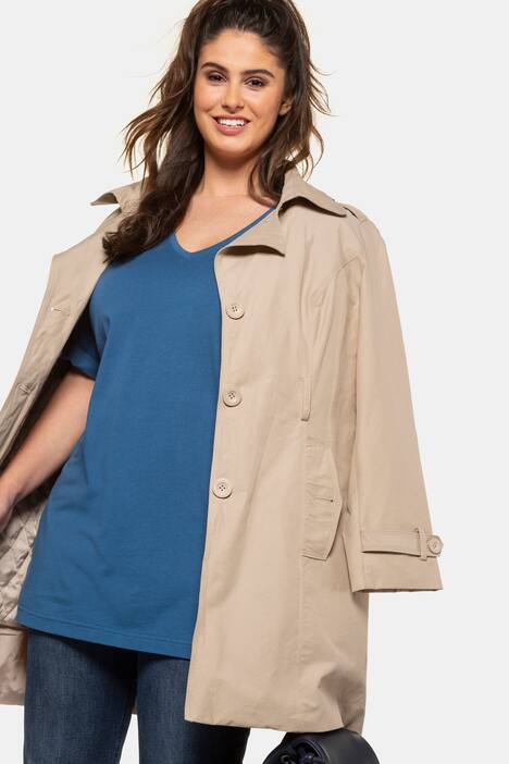 basic topp, v-ringad, relaxed fit, halv ärm, bomull
