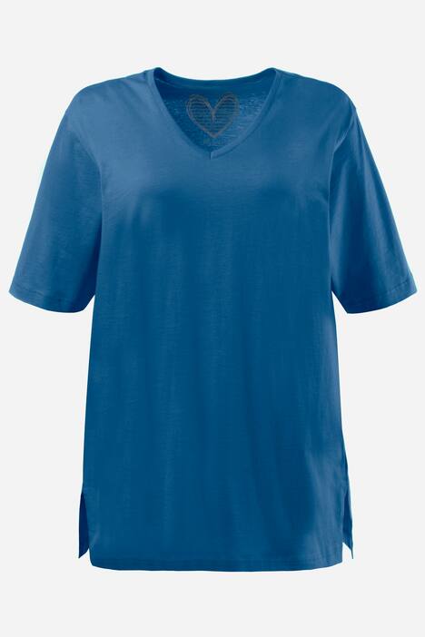 basic topp, v-ringad, relaxed fit, halv ärm, bomull