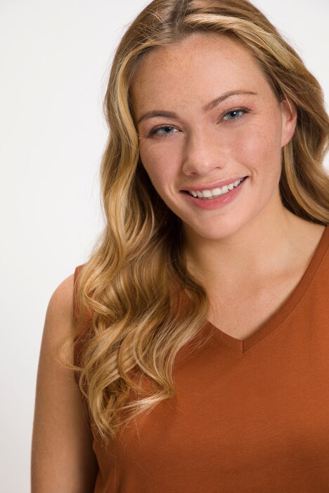 Basic V-Neck Relaxed Fit Cotton Knit Tank