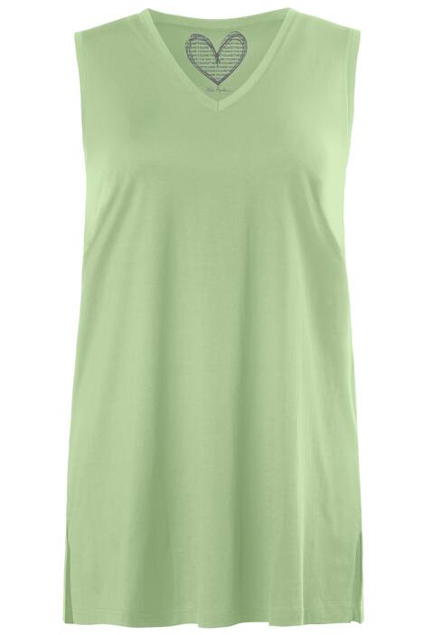 Top, relaxed, V-hals, brede bandjes zijsplitten
