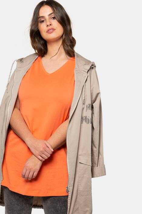 Top, relaxed, V-hals, brede bandjes zijsplitten