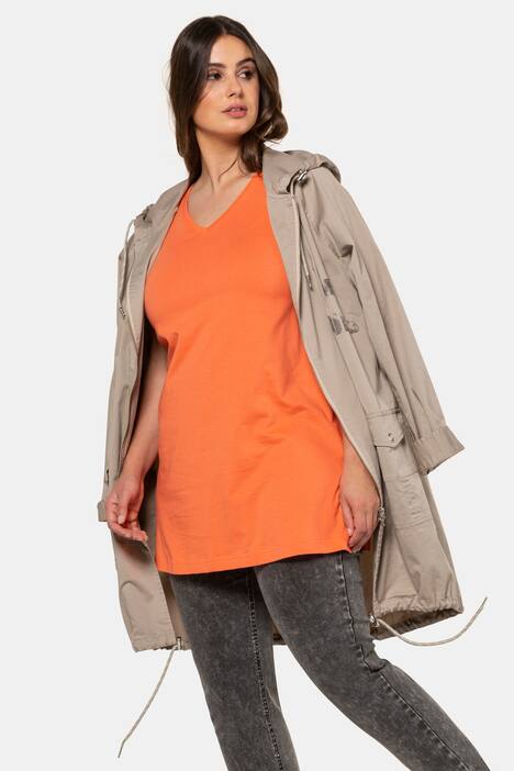 Top, relaxed, V-hals, brede bandjes zijsplitten