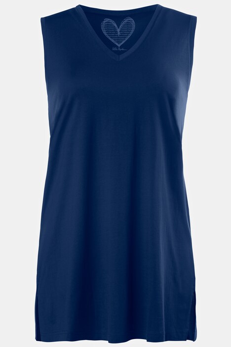 Top smanicato di cotone dalle linee morbide con scollo a V