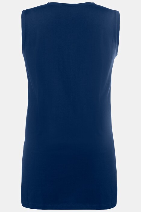 Top smanicato di cotone dalle linee morbide con scollo a V