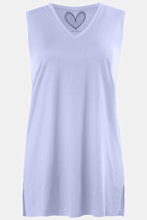 Top smanicato di cotone dalle linee morbide con scollo a V
