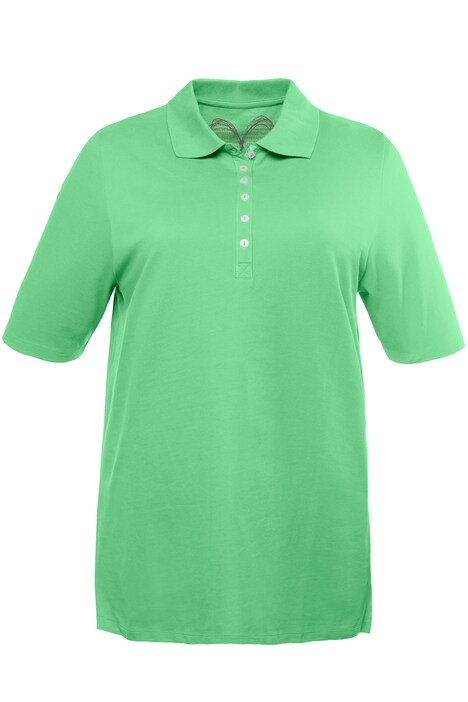 Poloshirt, piqué, polokraag, fluwelen lint-knooppas, halve mouw