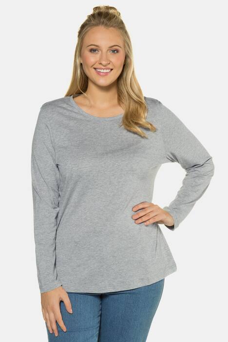 topp, rund hals, slim fit, lång ärm