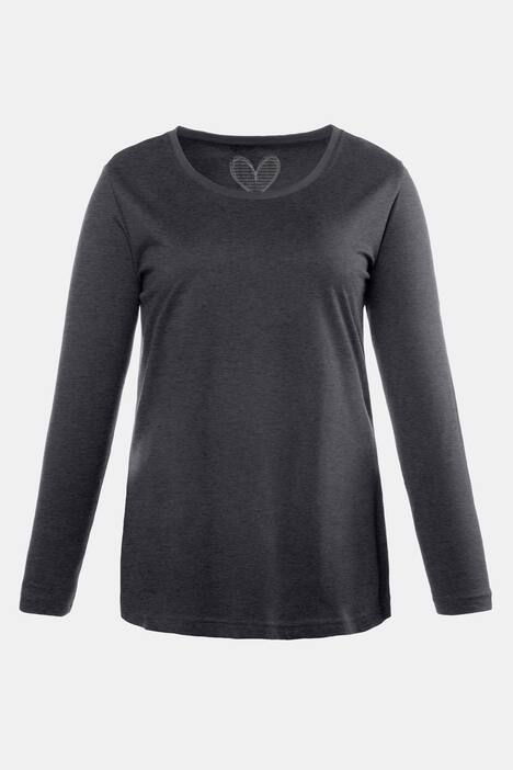 topp, rund hals, slim fit, lång ärm