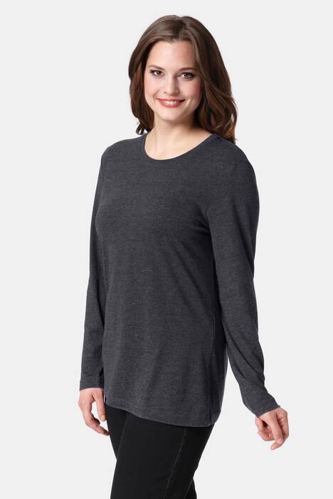 topp, rund hals, slim fit, lång ärm