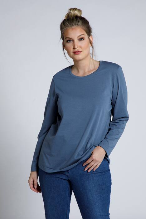 Basic topp, rund hals, slim fit, lång ärm
