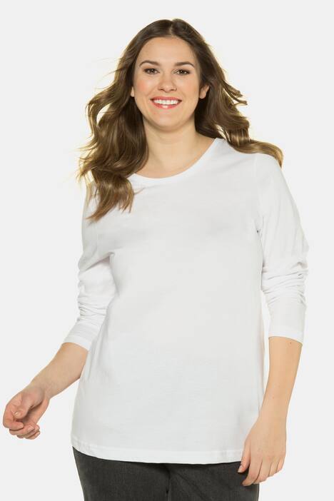 Basic Round Neck Long Sleeve Slim Fit Cotton Tee