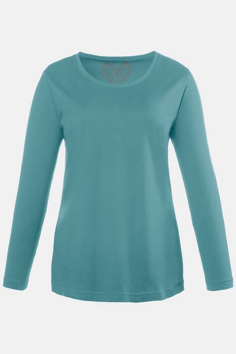 topp, rund hals, slim fit, lång ärm