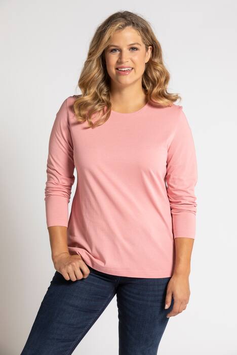 topp, rund hals, slim fit, lång ärm