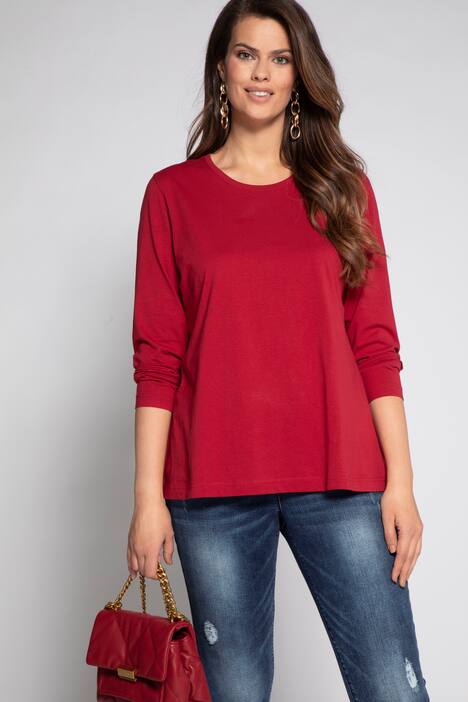 Basic topp, rund hals, slim fit, lång ärm