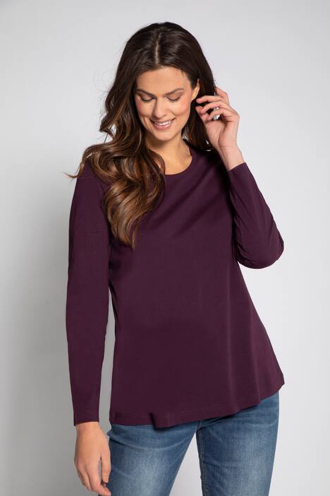 Basic topp, rund hals, slim fit, lång ärm