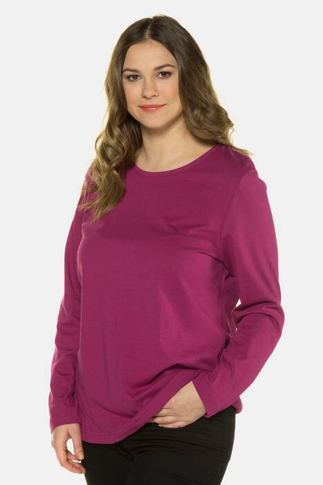 topp, rund hals, slim fit, lång ärm