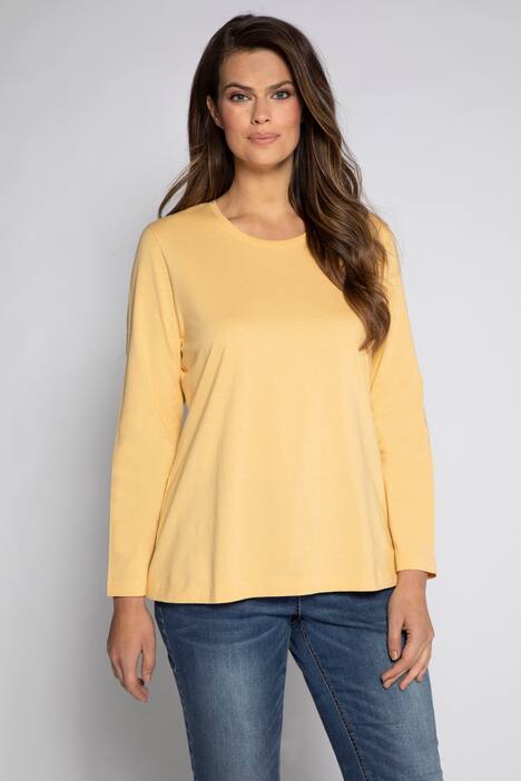 Basic topp, rund hals, slim fit, lång ärm