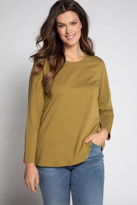 Basic topp, rund hals, slim fit, lång ärm