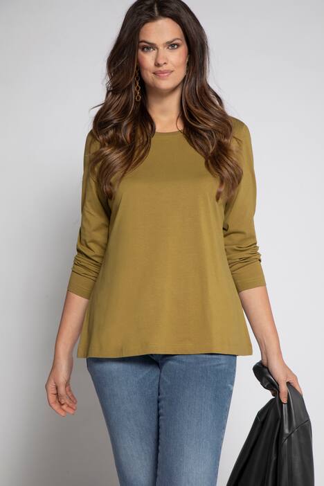 Basic topp, rund hals, slim fit, lång ärm