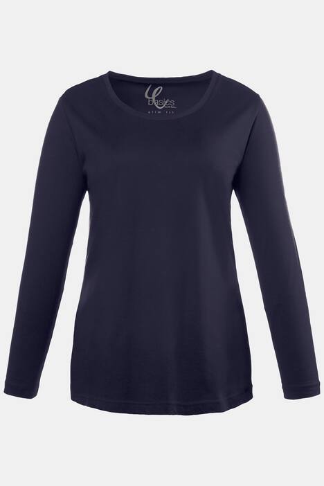 topp, rund hals, slim fit, lång ärm
