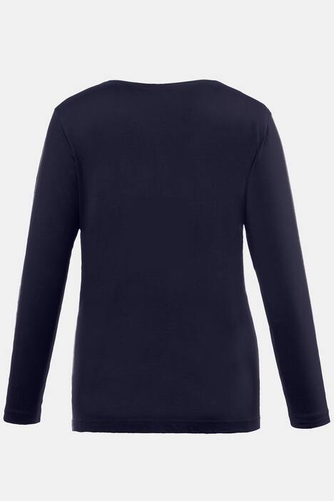 topp, rund hals, slim fit, lång ärm