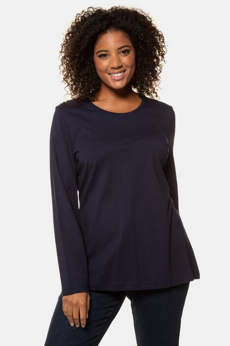 topp, rund hals, slim fit, lång ärm