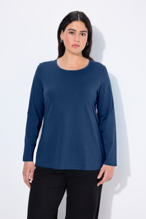 Shirt, slim, ronde hals, lange mouwen