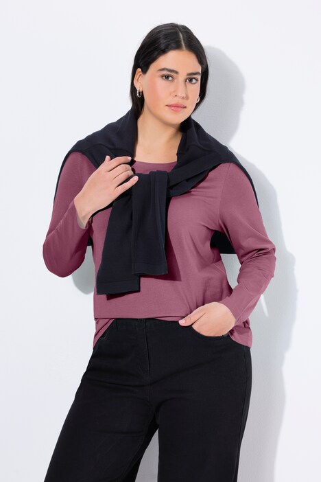 Shirt, slim, ronde hals, lange mouw