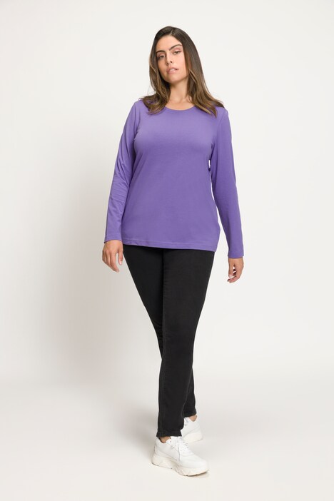 Maglia aderente con scollo a girocollo e maniche lunghe