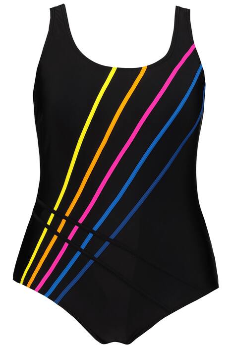 Badeanzug, farbige Streifen, Softcups, Unterbrustband