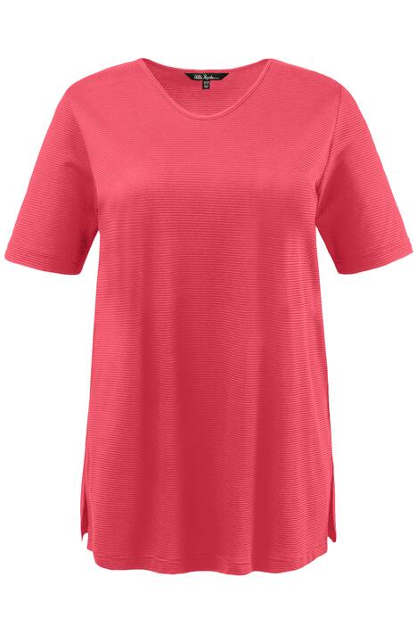 T-Shirt, Strukturringel, Regular, Rundhalsausschnitt, Seitenschlitze