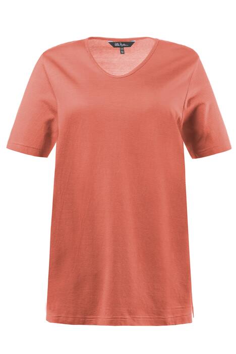 T-Shirt, Strukturringel, Regular, Rundhalsausschnitt, Seitenschlitze