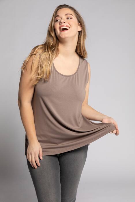 Top, Rundhals, Stretch, breite Träger, ärmellos, Krepp