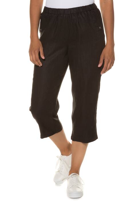 7/8-Leinenhose, elastischer Bund, Eingrifftaschen