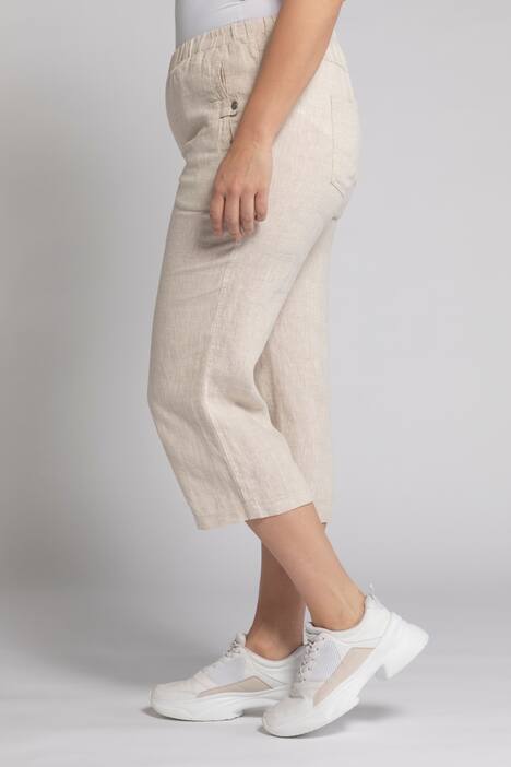 Pantalon 7/8 en lin, ceinture confortable, frais par nature