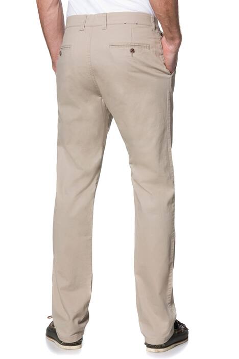 Regular Fit Flat Front Front Button Zipper Stretch Chinos