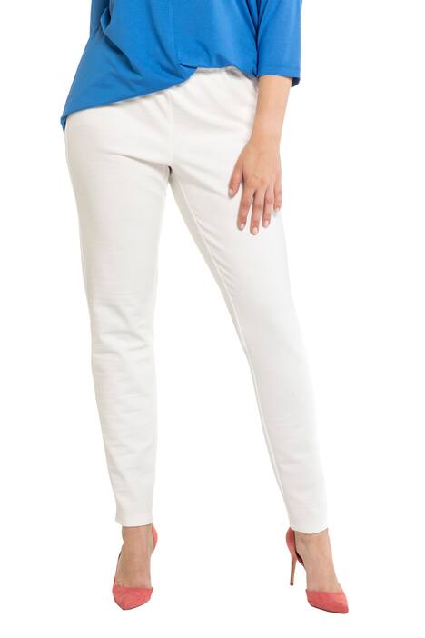 Broek, smalle pijpen, elastische band rondom